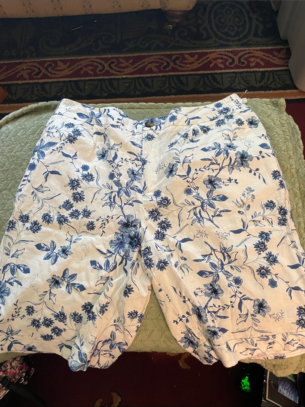 Cato White Shorts with Blue Floral Print